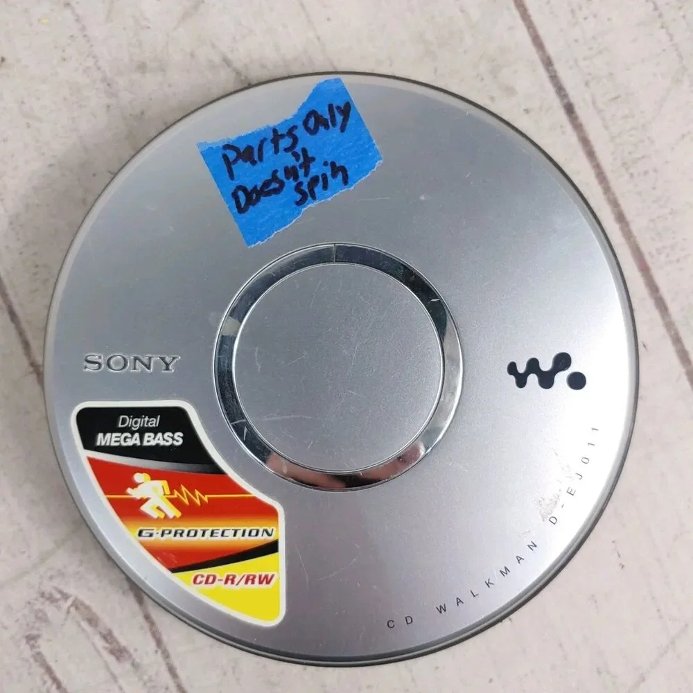 PARTS ONLY - Vtg Sony Walkman D-EJ011 Portable CD Player Silver G-Protection